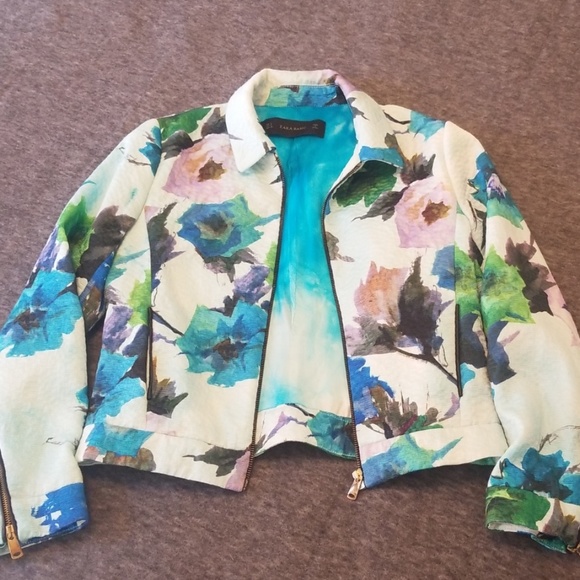 Zara Jackets & Blazers - Zara basic floral moto jacket size small S